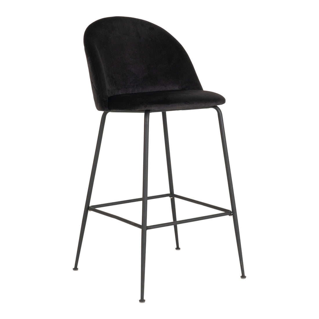 Lausanne Bare Chair - Barhocker in Velours, schwarz mit schwarzen Beinen, HN1207