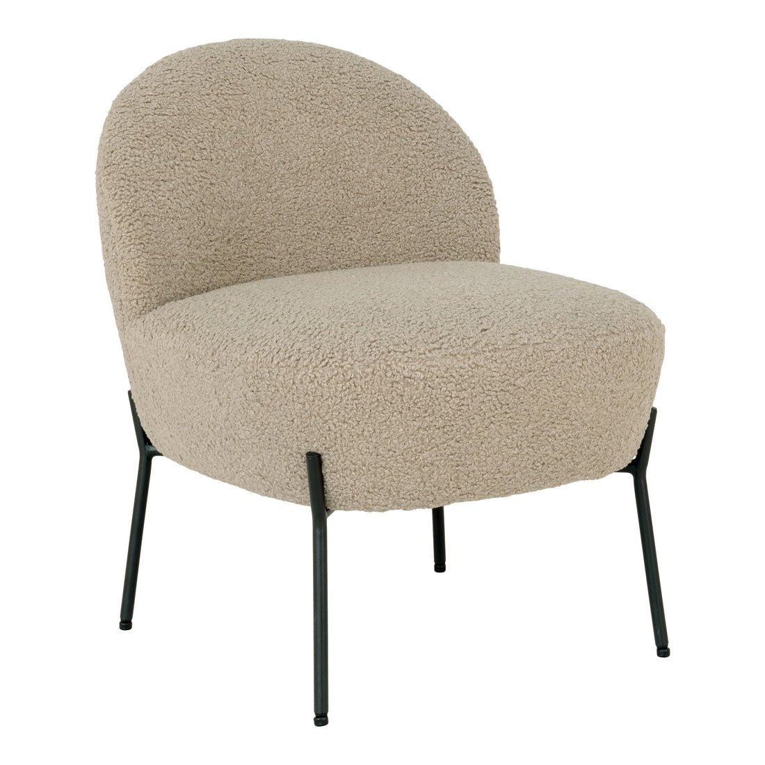 Merida Lounge Chair - Lounge Stuhl in künstlicher Lambskin, grau -Brown mit schwarzen Beinen