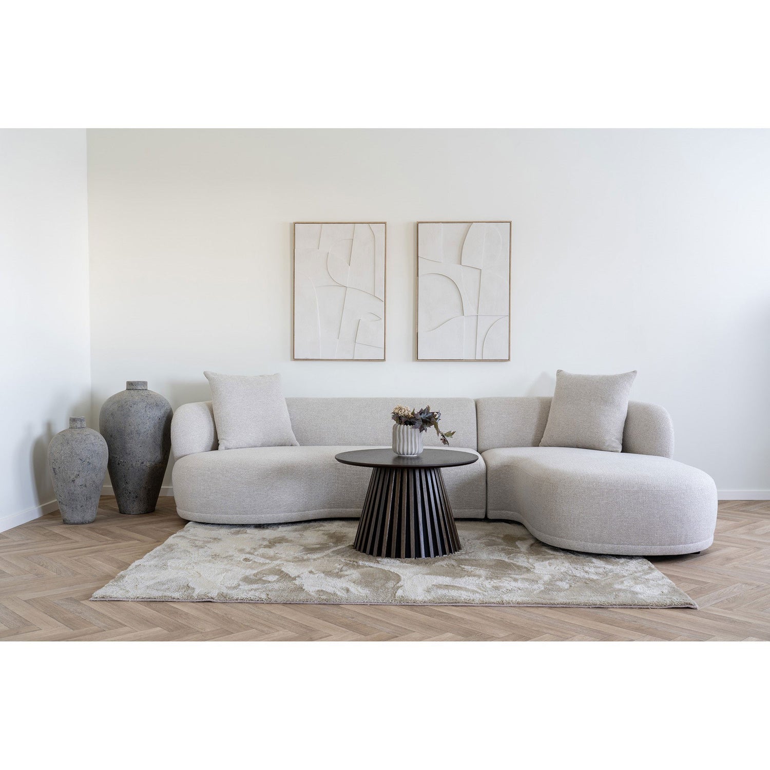 Sofa mit 2 Kissen, rechts -Wing, Natur, HN1295