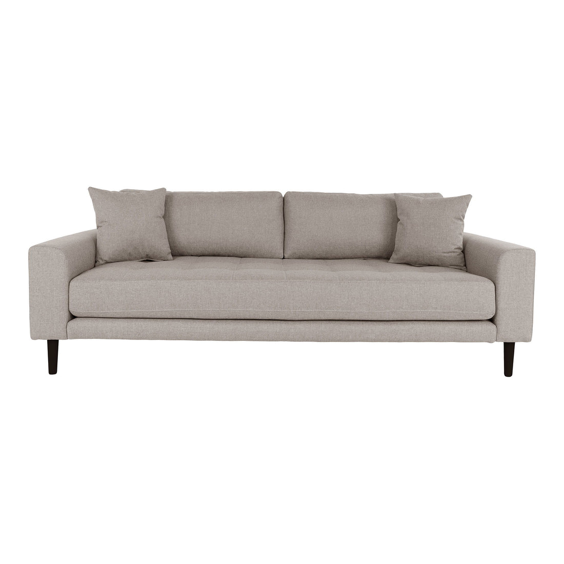 Lido 3 Personen Sofa - 3 Personen -Sofa, Stein mit zwei Kissen und schwarzen Holzbeinen, HN1030