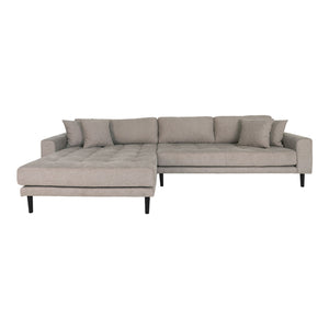 Lido Lounge Sofa - Lounge -Sofa, links in Stein mit vier Kissen und schwarzen Holzbeinen, HN1030