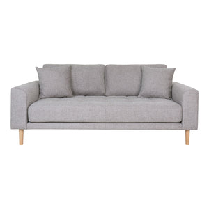 Lido 2,5 -Person -Sofa - 2,5 Personen -Sofa, hellgrau mit zwei Kissen und Naturholzbeinen, HN1040