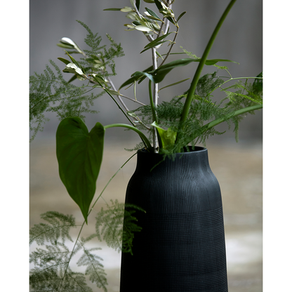 Hausarzt - Vase, Groove, Schwarz - H: 35 cm, Dia: 16 cm