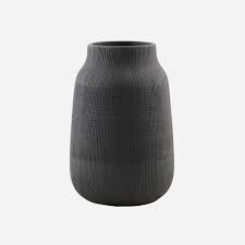 Hausarzt - Vase, Groove, Schwarz - H: 22 cm, Dia: 15 cm