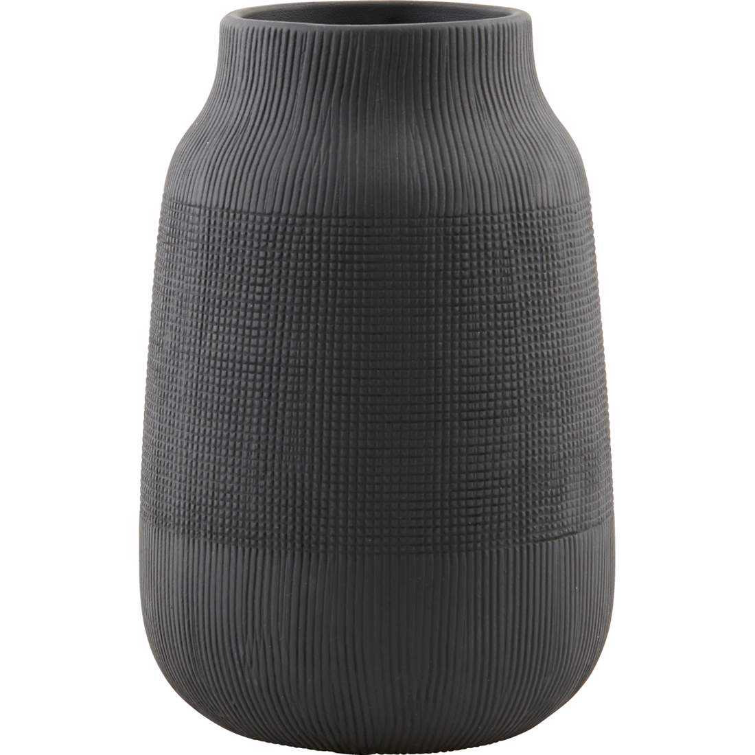 Hausarzt - Vase, Groove, Schwarz - H: 22 cm, Dia: 15 cm