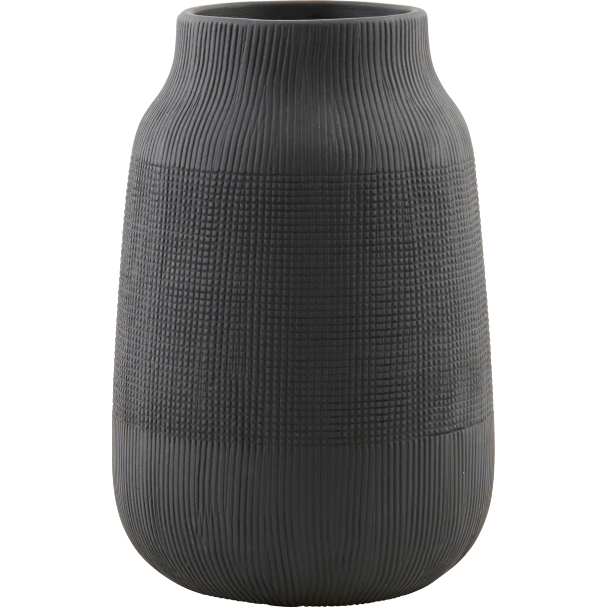 Hausarzt - Vase, Groove, Schwarz - H: 22 cm, Dia: 15 cm