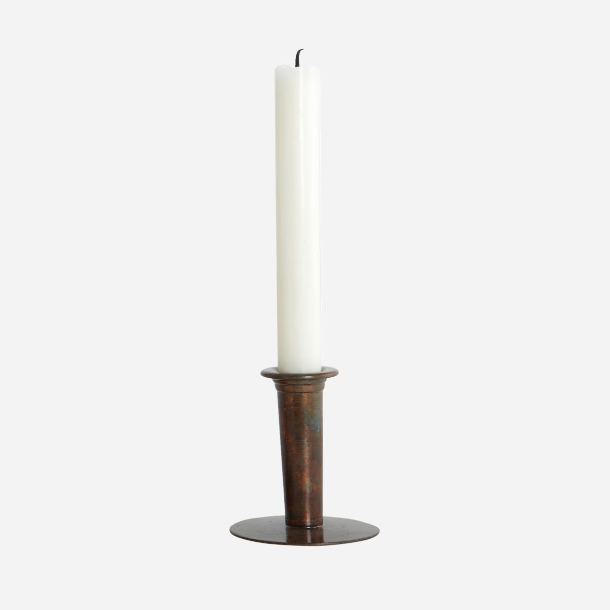 Hausarzt - Candlestick, Antiquitäten, antikes Kupfer - H: 9 cm, Dia: 7,5 cm