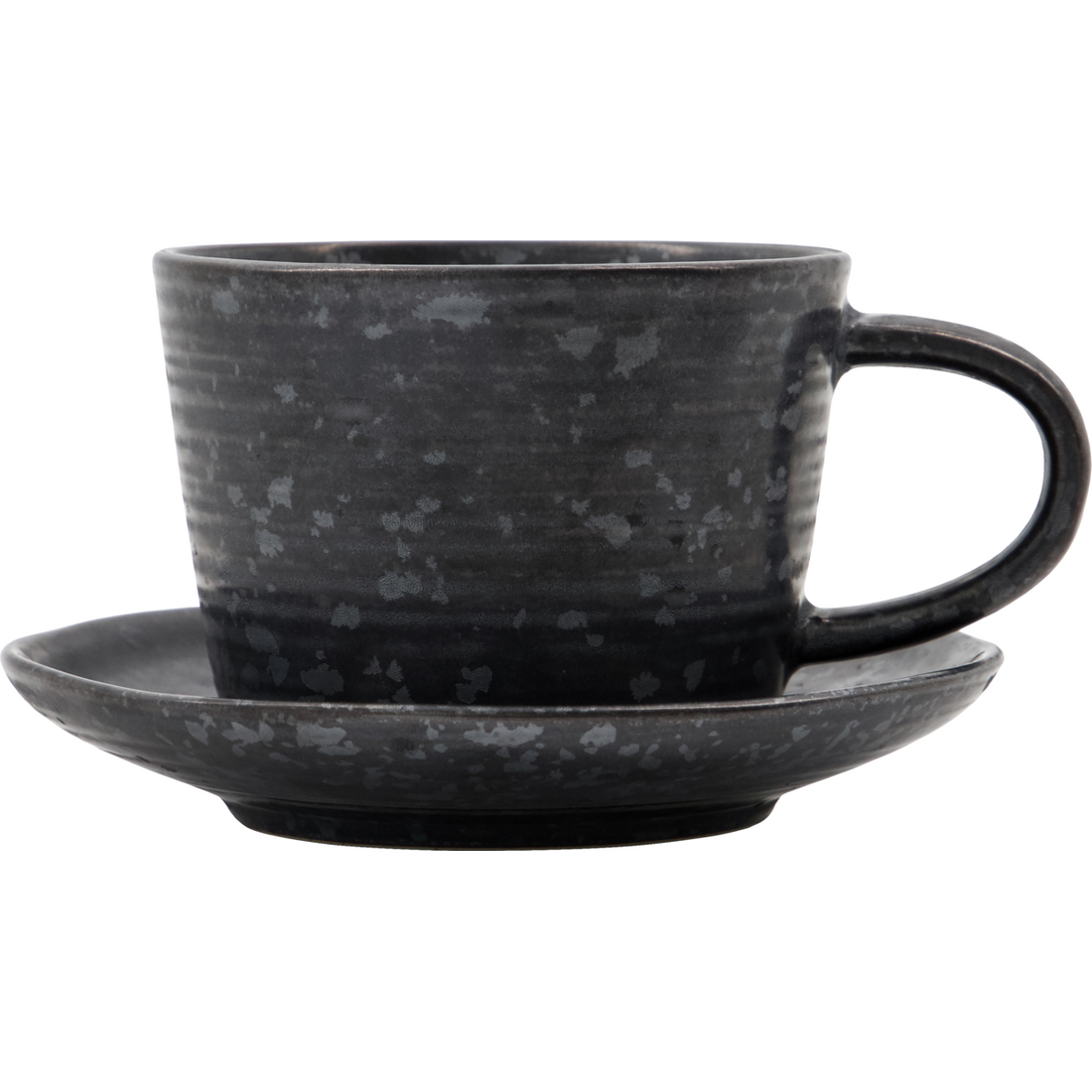 Tasse mit Untertasse, Hdpion, Schwarz/Braun