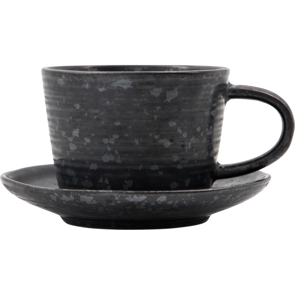 Tasse mit Untertasse, Hdpion, schwarz;