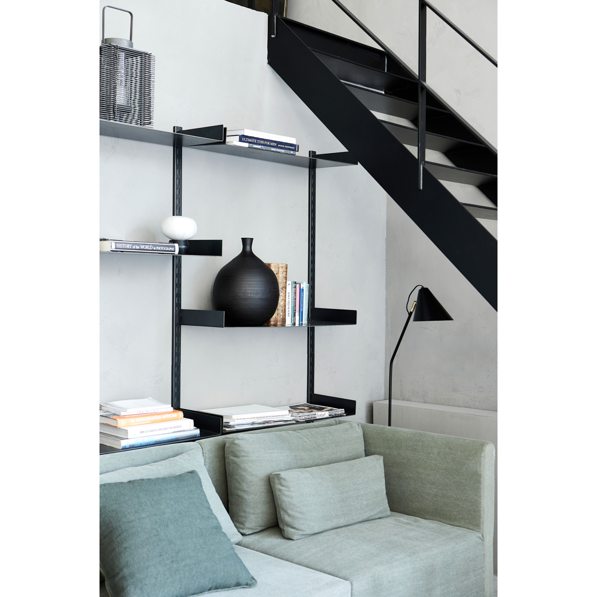 Hausärzte Wall Shelf, Fari, Black-W: 90 cm, H: 100 cm, D: 20 cm