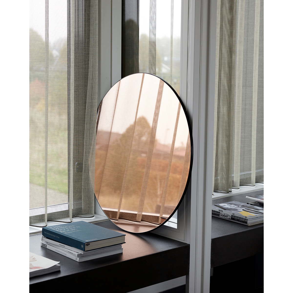 House Doctor-Mirror, Mauern, Rosa Gold-DIA: 80 cm