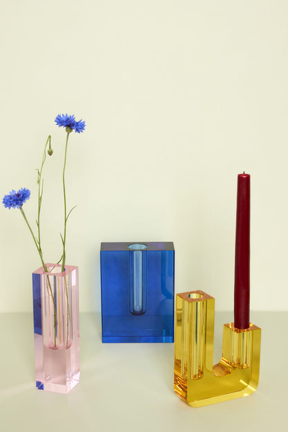 Hübsch Block Vase Blau