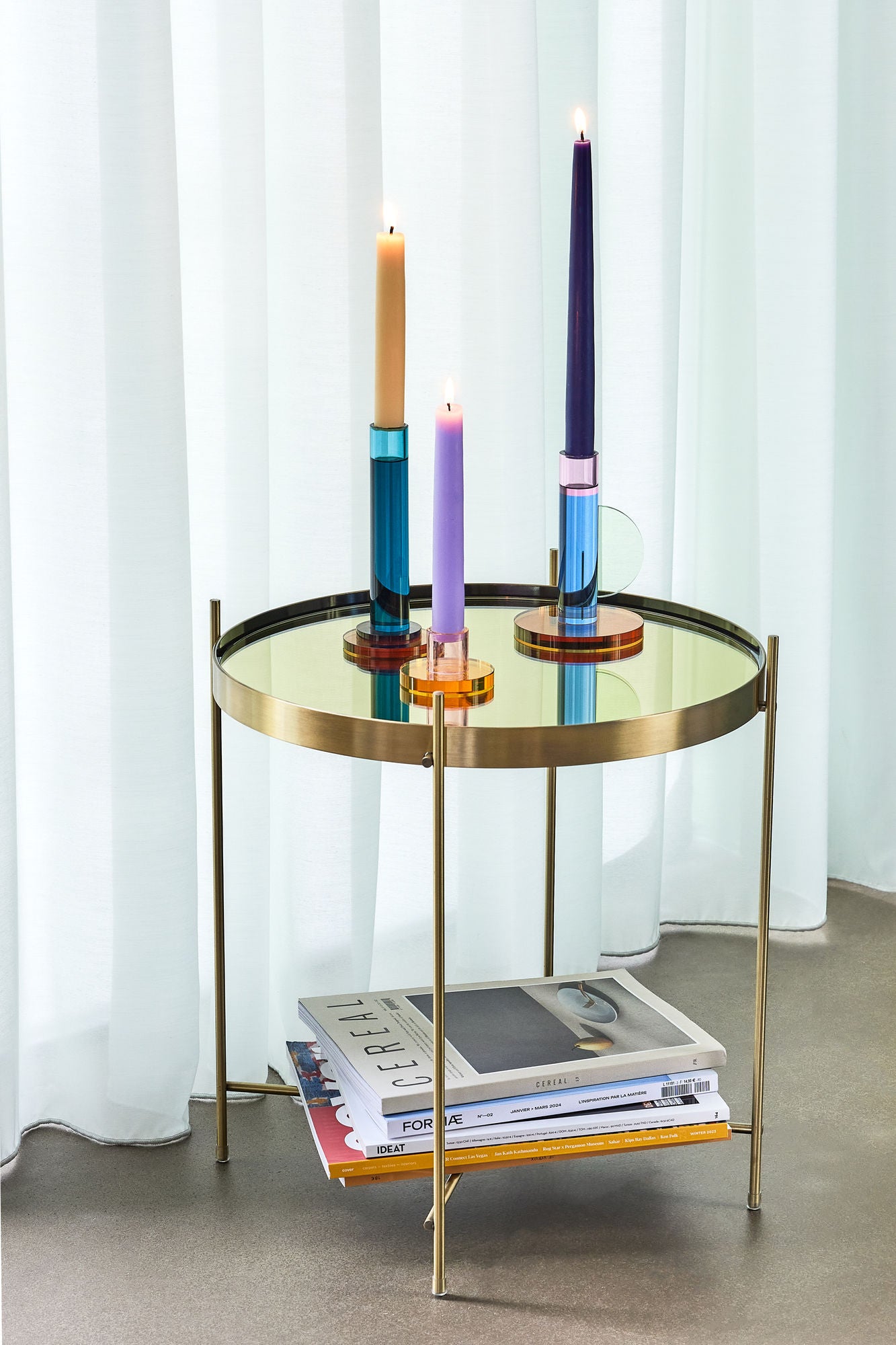 Hübsch Comet Candlesticks Blue (Set von 2)