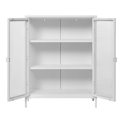 Brisbane -Displayschrank - Displayschrank, 2 Glastüren, Stahl, weiße 80x40x101 cm