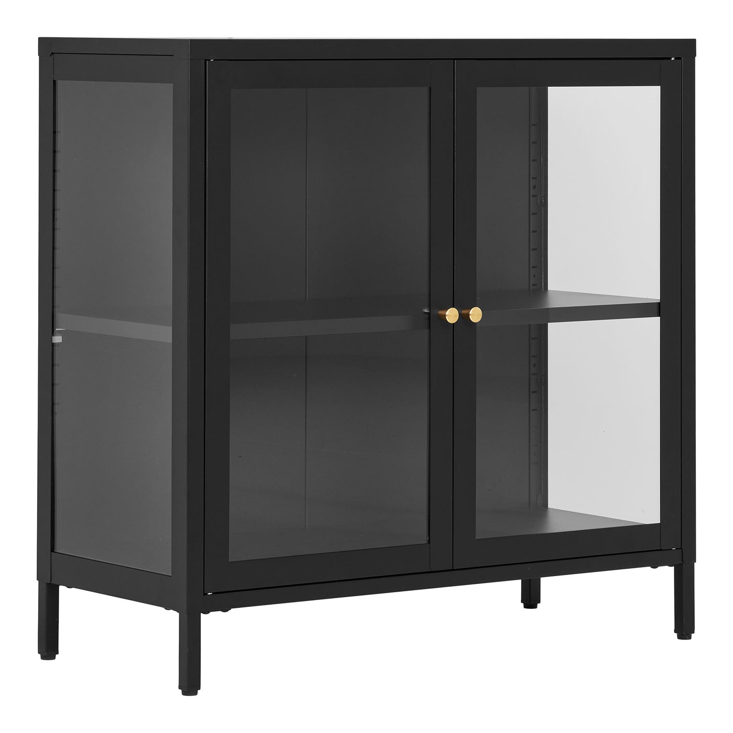 Dalby -Schrank - Schrank, 2 Glastüren, Stahl, schwarz 80x35x80 cm