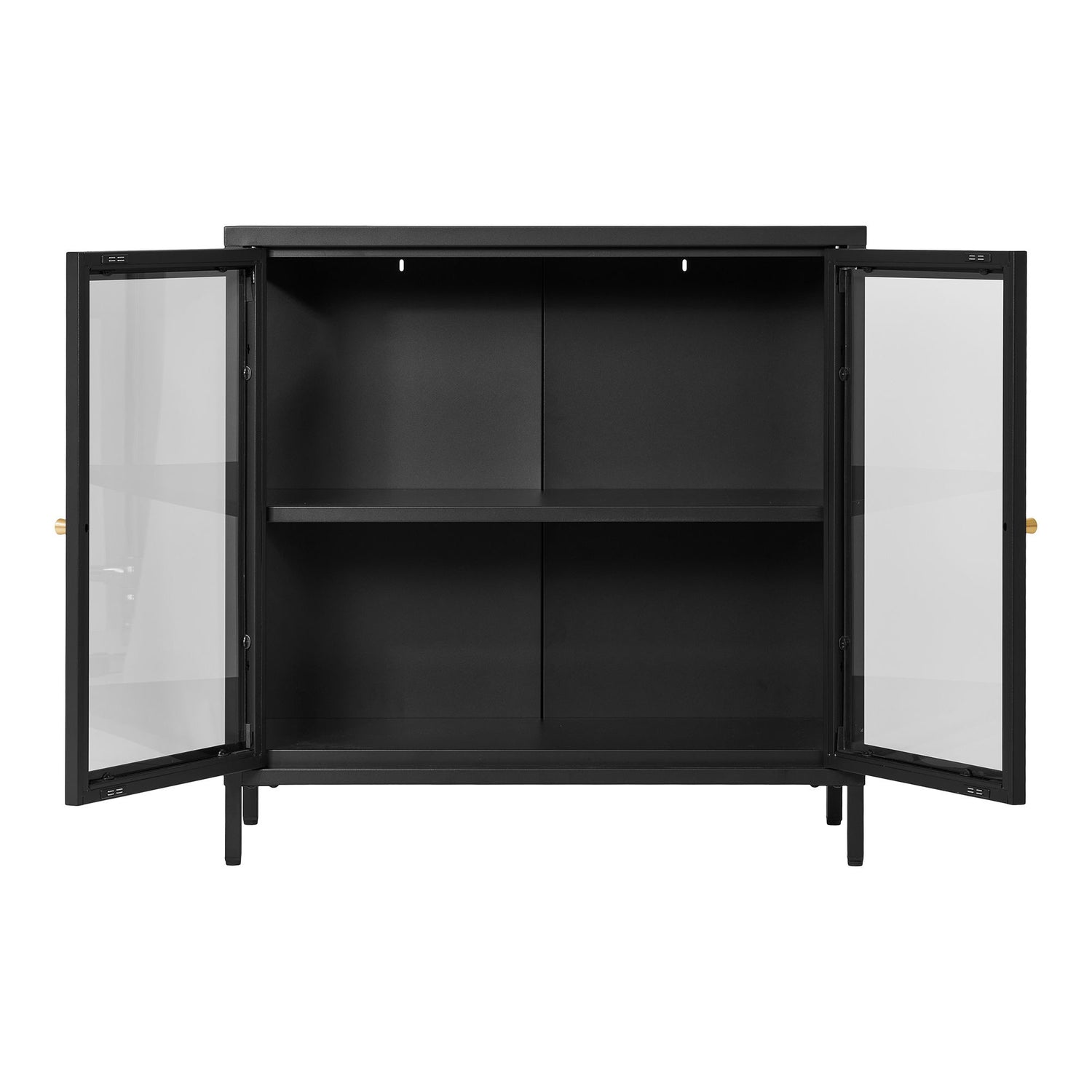 Dalby -Schrank - Schrank, 2 Glastüren, Stahl, schwarz 80x35x80 cm