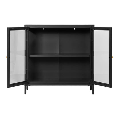 Dalby -Schrank - Schrank, 2 Glastüren, Stahl, schwarz 80x35x80 cm