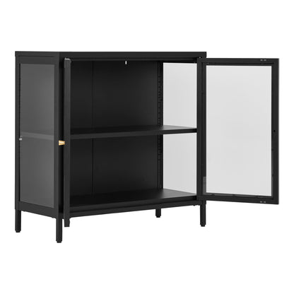 Dalby -Schrank - Schrank, 2 Glastüren, Stahl, schwarz 80x35x80 cm