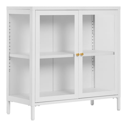 Dalby -Schrank - Schrank, 2 Glastüren, Stahl, weiße 80x35x80 cm