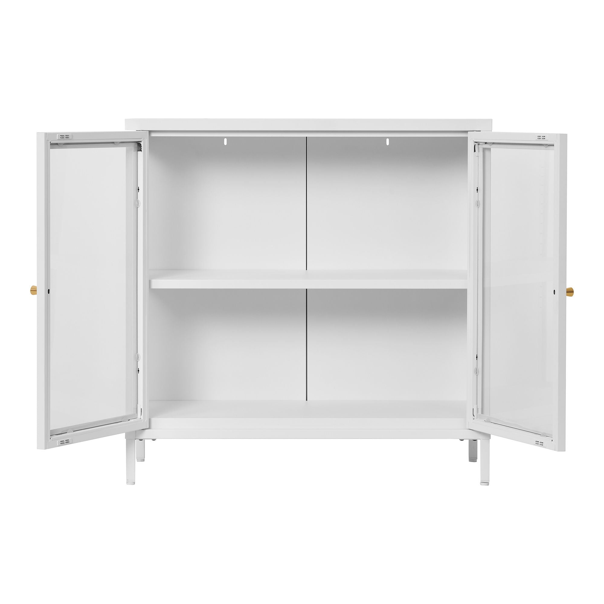 Dalby -Schrank - Schrank, 2 Glastüren, Stahl, weiße 80x35x80 cm