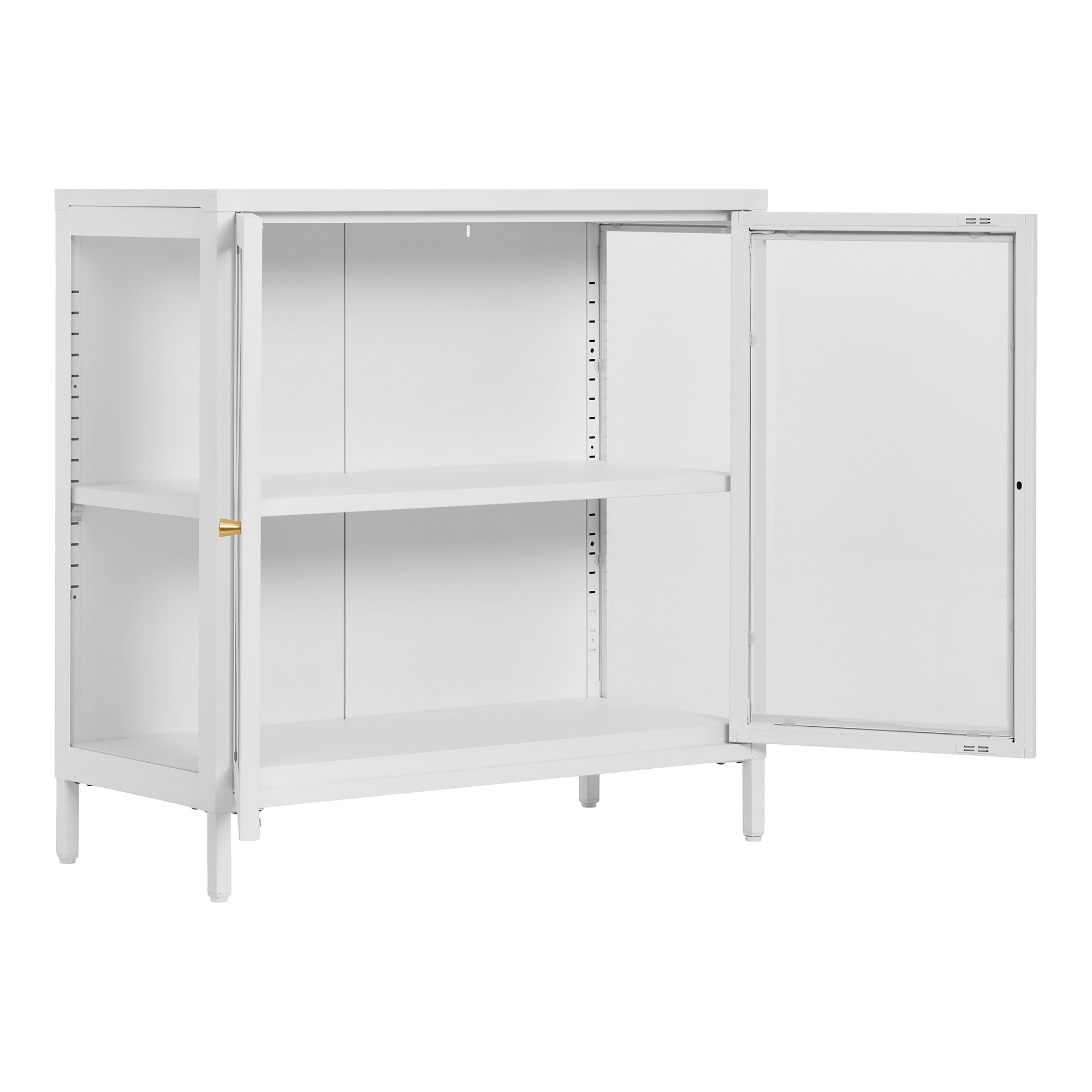 Dalby -Schrank - Schrank, 2 Glastüren, Stahl, weiße 80x35x80 cm