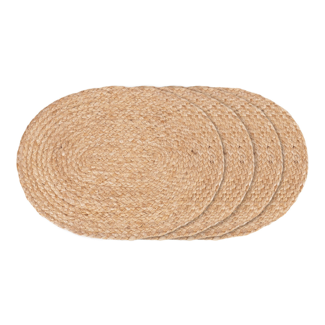 Bombay Cover Wischtücher - Decktücher im geflochtenen Jute, Natur, Oval, 35 x 45 cm, 4 -Set von 4