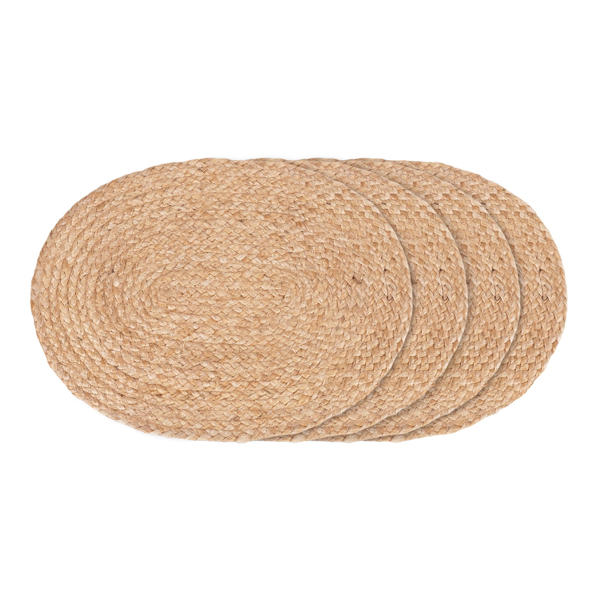 Bombay Cover Wischtücher - Decktücher im geflochtenen Jute, Natur, Oval, 35 x 45 cm, 4 -Set von 4