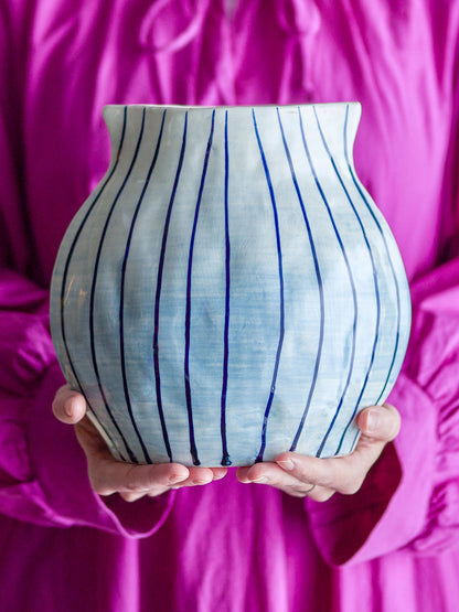 Bloomingville Esra Vase, Blau, Steinzeug