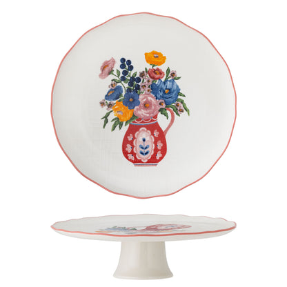 Bloomingville Dorothy Cake Dish, Pink, Steinzeug