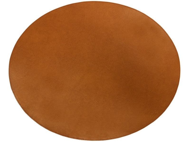 Oval Cover Serviette // Cognac -gebundenes Leder