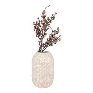 Vase - Vase in Keramik, Beige mit Muster, rund, Ø16x25,5 cm