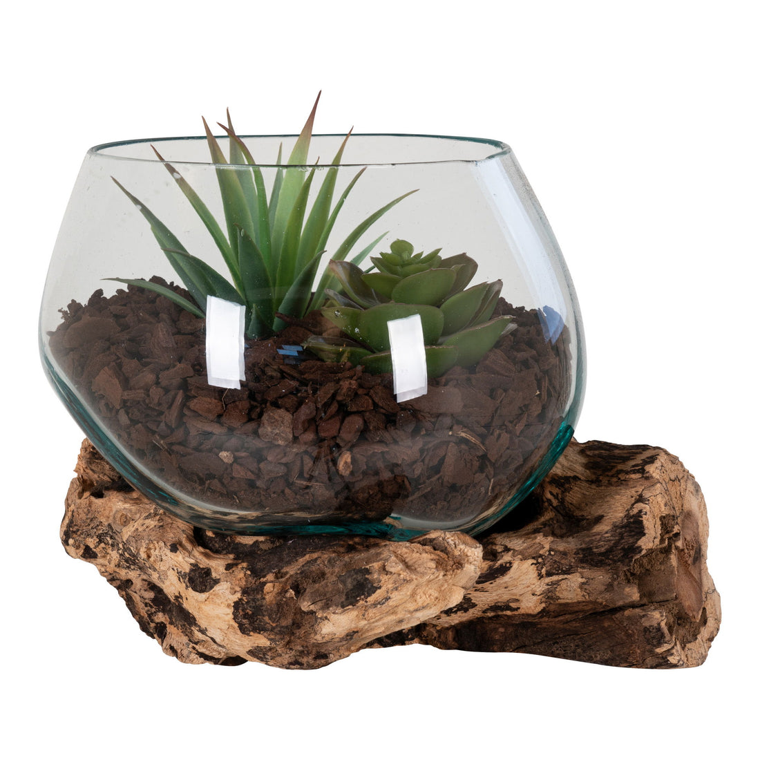 San Marino Waterdrop - Wasserabfall in Teak- und Glas, Natur, H15 cm