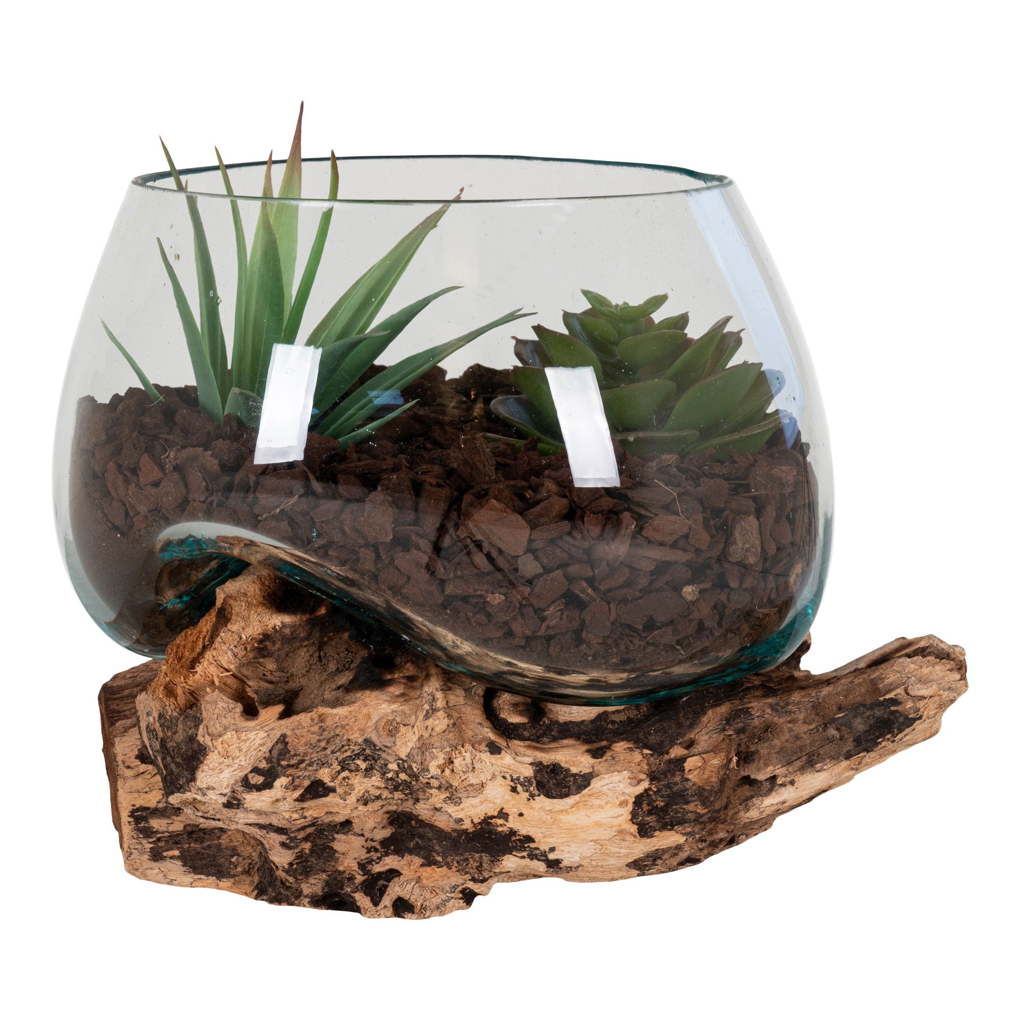 San Marino Waterdrop - Wasserabfall in Teak- und Glas, Natur, H15 cm