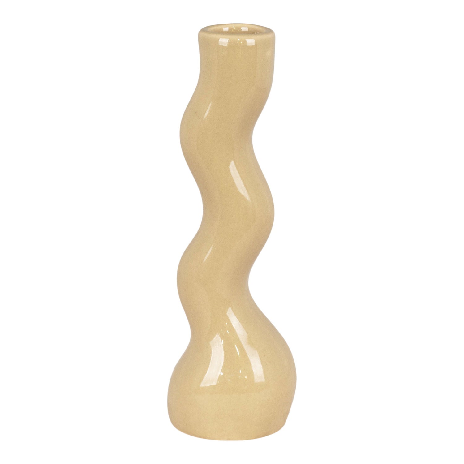 Candlestick, Keramik, hellgrün, 5,5x5,5x16,5 cm