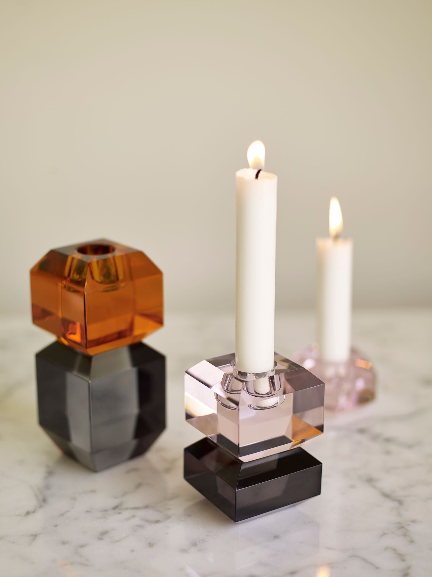 Hübsch Save Candlestick Small Grey/Pink