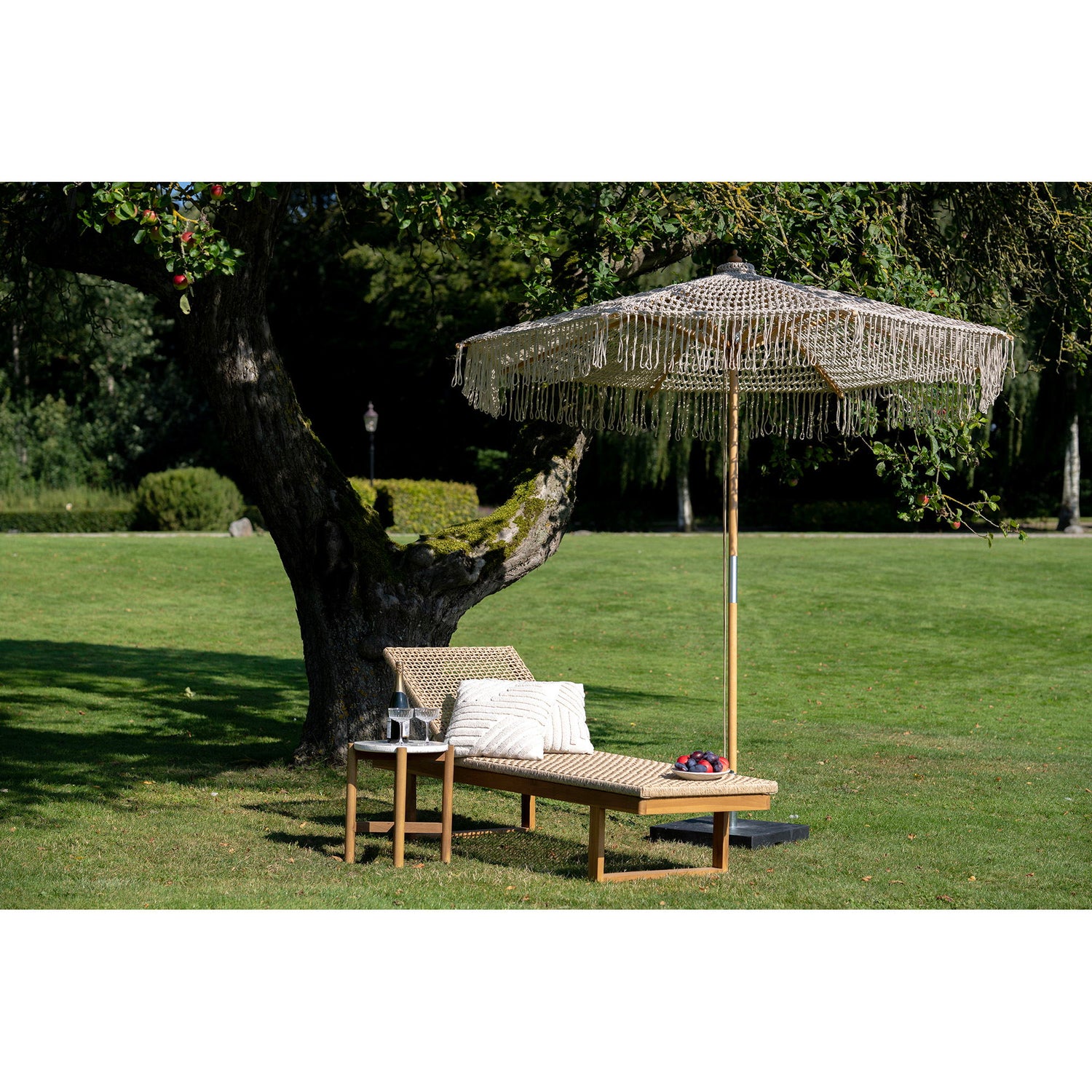 Parasol, Baumwolle, Holzplatz, Beige&lt;br&gt;Ø250 cm