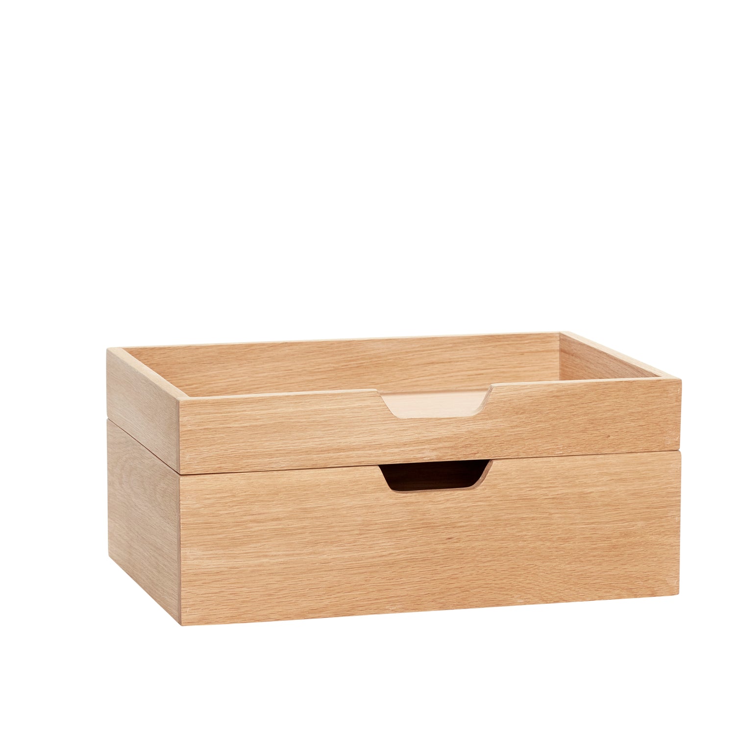 Hübsch - Aufbewahrungsboxen, Eiche, FSC, Natur, s/2 - 35x24xh5, 35x24xh10cm