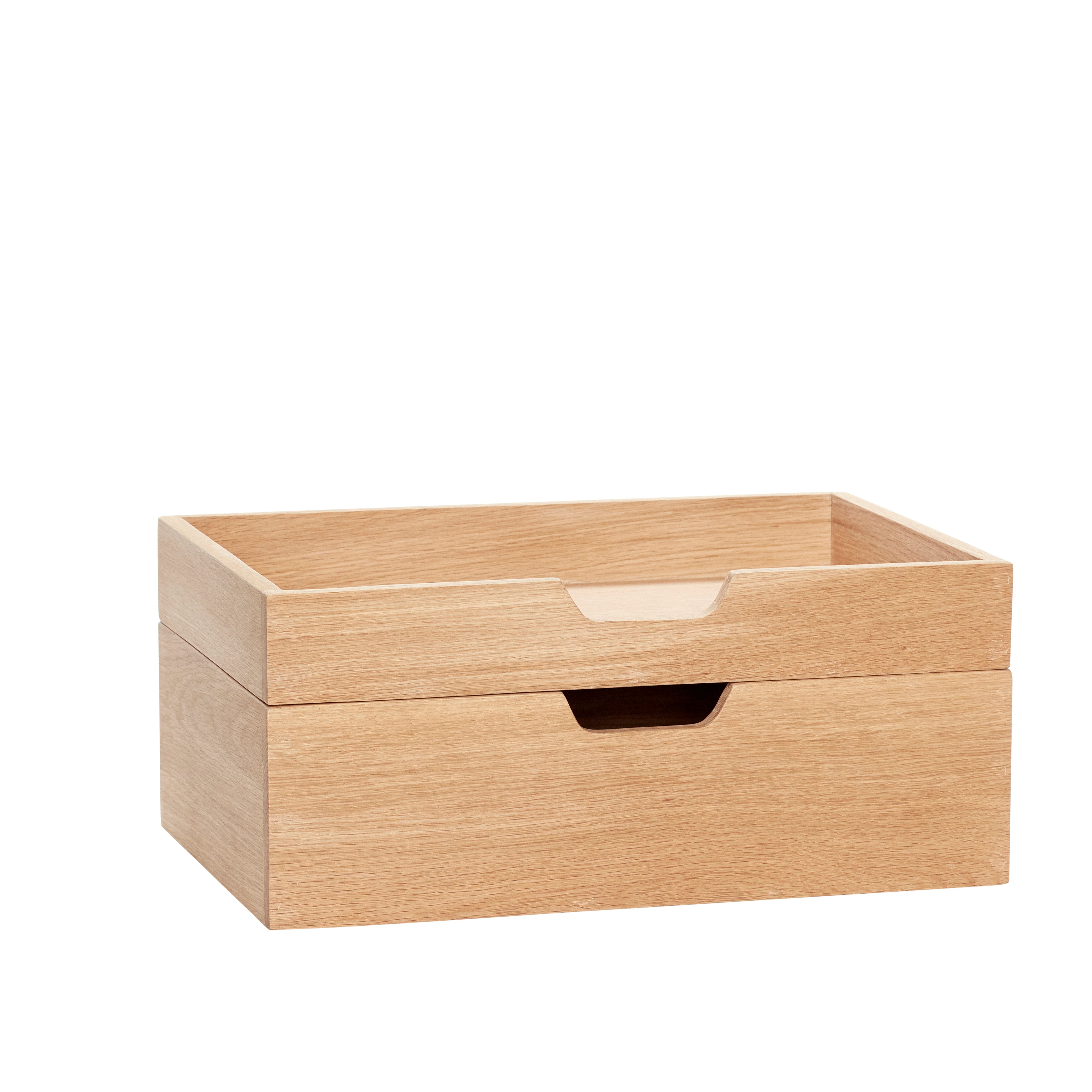 Hübsch - Aufbewahrungsboxen, Eiche, FSC, Natur, s/2 - 35x24xh5, 35x24xh10cm