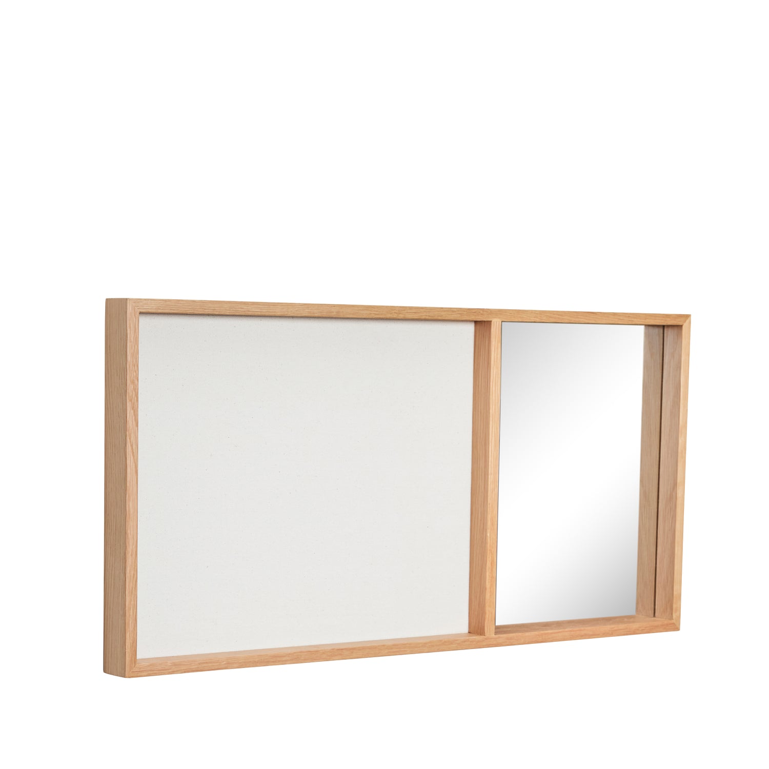 Hübsch - Terminierungsbrett mit Spiegel, Leinwand/Glas/Eiche, FSC, Beige/Natur - 80x5xh40cm