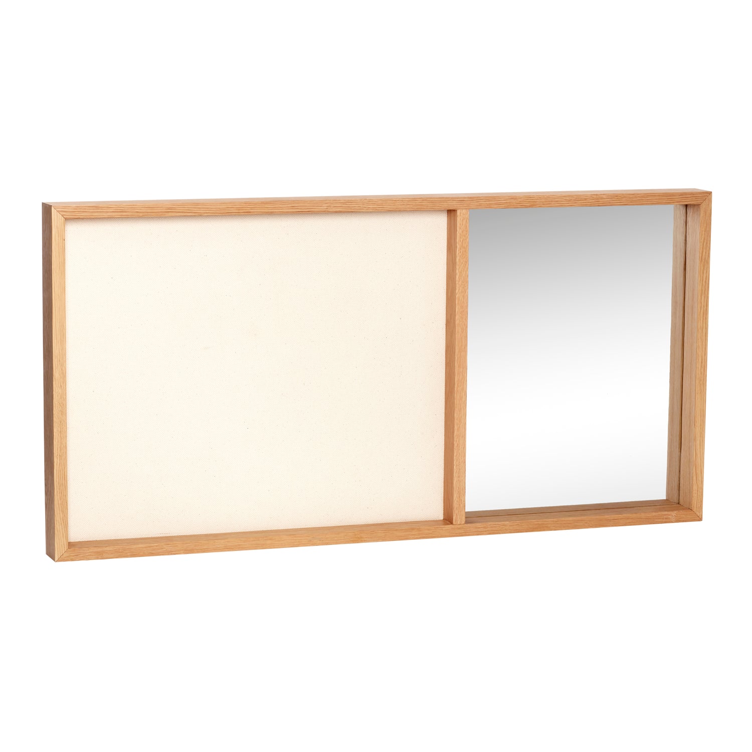 Hübsch - Terminierungsbrett mit Spiegel, Leinwand/Glas/Eiche, FSC, Beige/Natur - 80x5xh40cm