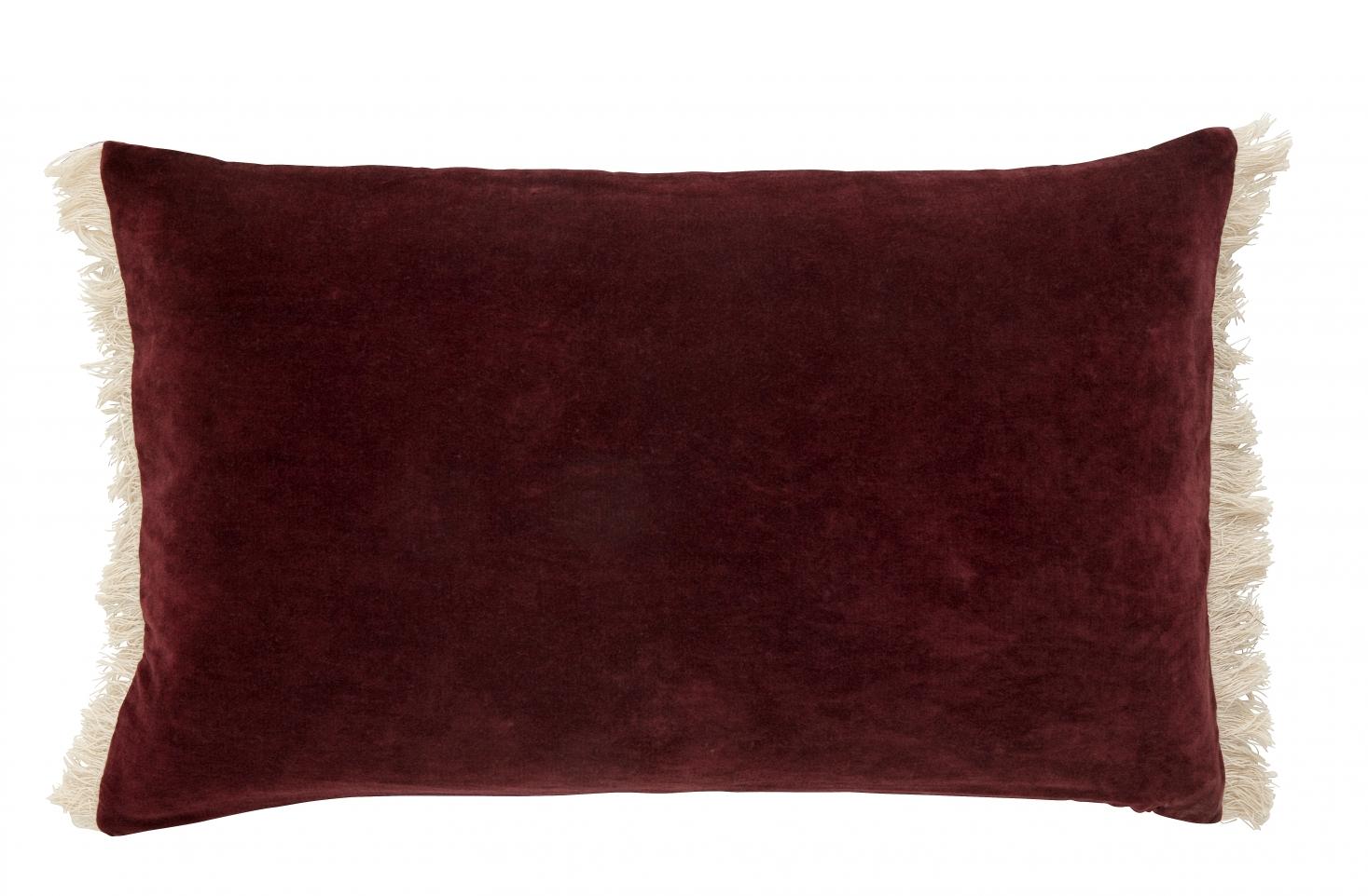 Nordal Velvet -Kissen mit Fransen - Bordeaux 65x40 cm