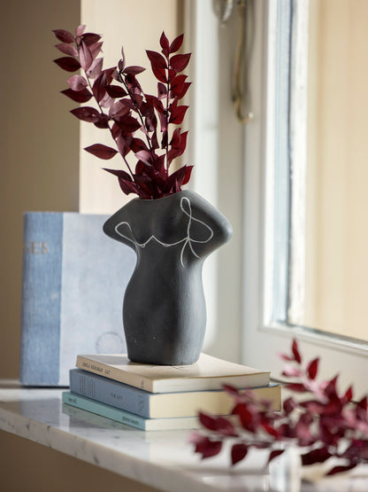 Lulu Deco Vase, Schwarz, Terrakotta