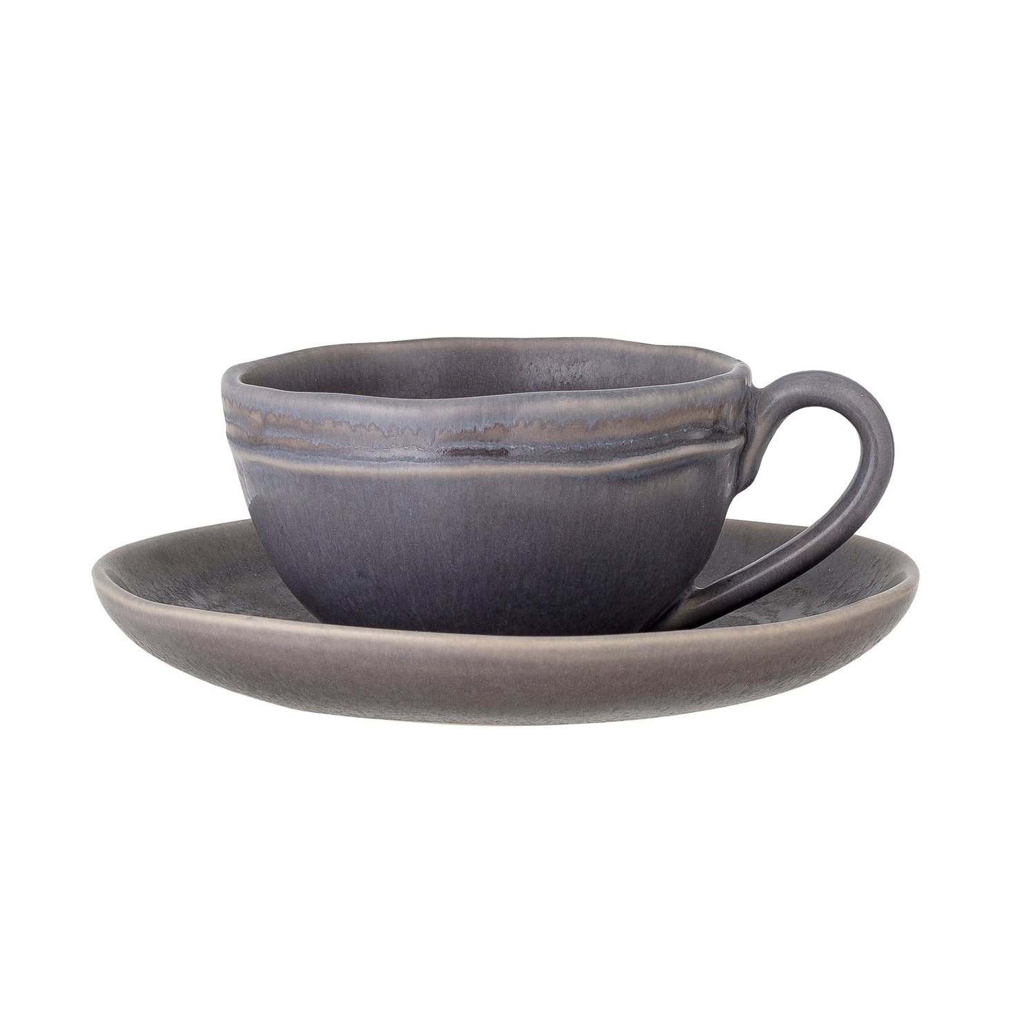 Raben Cappuccino Cup mit Untertasse, Grau, Steinzeug