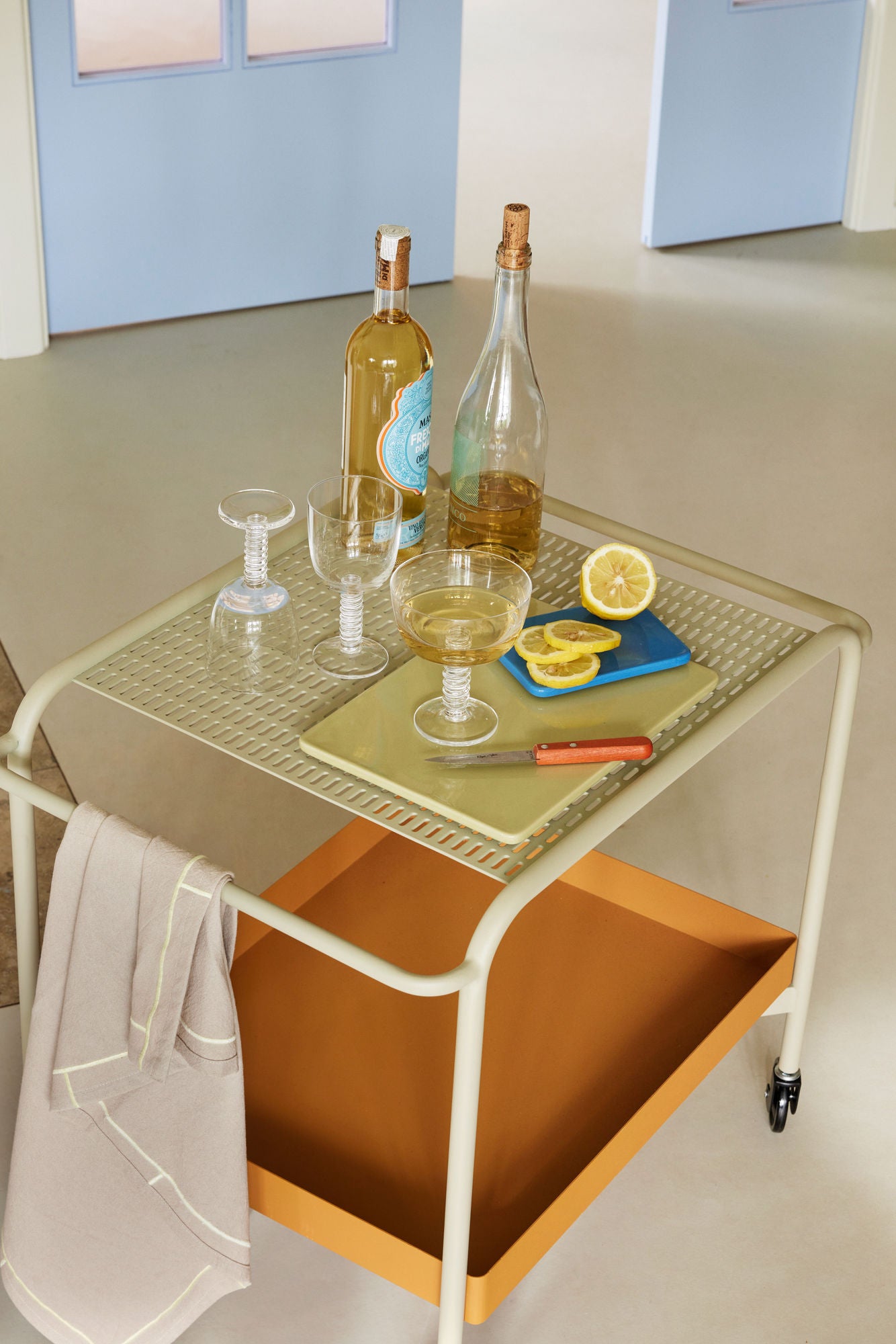 Hübsch Amare -Tisch Skåne kleinblau/orange (Set von 2)