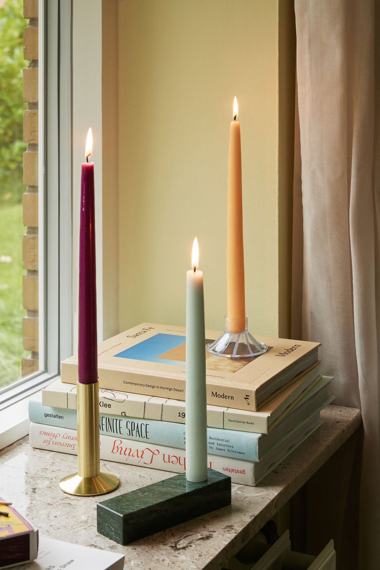 Hübsch Ziegel Candlestick Green