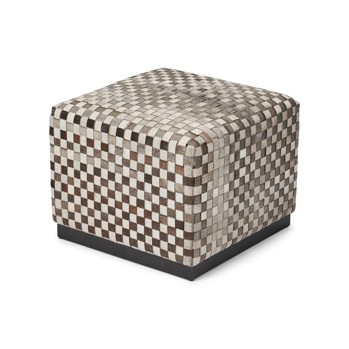 PUF | Koskind | Premium | Kalbleder | Cross Check -Design | 46x46 cm | 60x60 cm