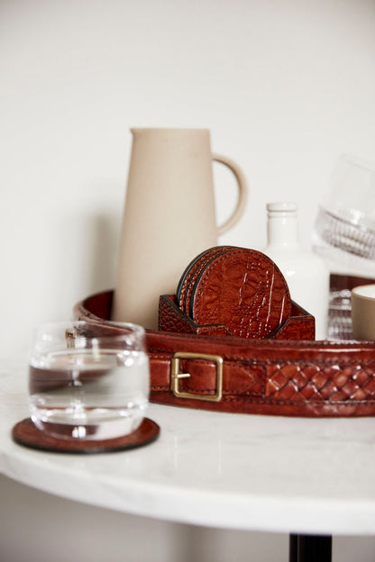 Croco Coaster | Kalbleder