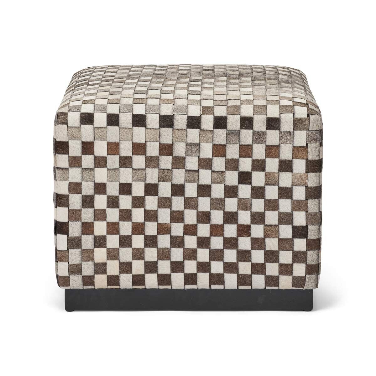 PUF | Koskind | Premium | Kalbleder | Cross Check -Design | 46x46 cm | 60x60 cm