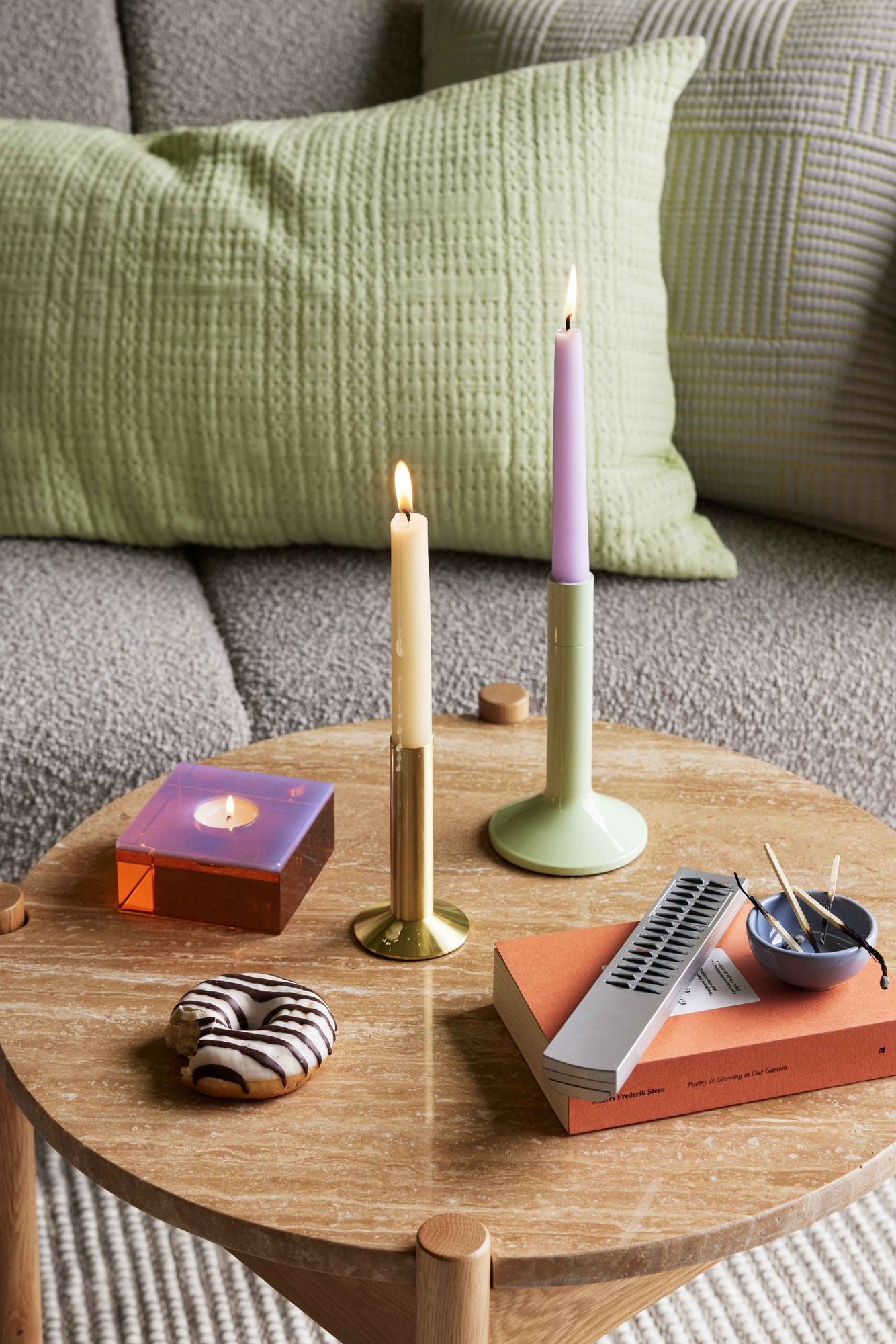 Hübsch Kindred Candlestick hellgrün (Set von 2)