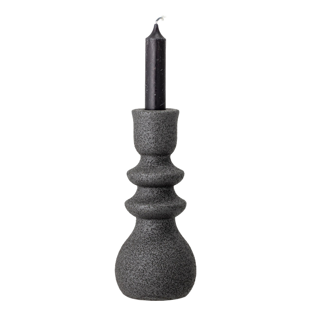 Emie Candlestick, Schwarz, Steinzeug